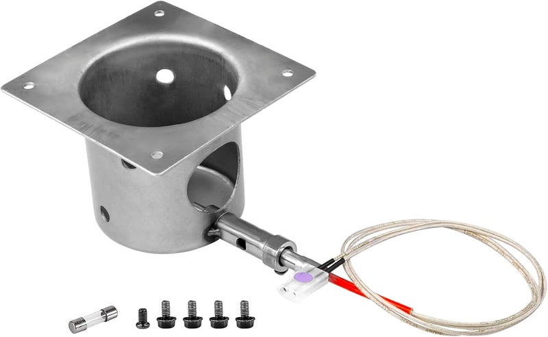 COMVIEE Fire Burn Pot and Hot Rod Ignitor Kit Replacement Parts for Traeger & Pit Boss Wood Pellet Grill Smoker, Fire Burner Pot with Screws and Fuse - Image 1